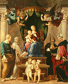 Raffaello Santi: Die Madonna unter dem Baldachin.-Madonna a badahim alatt